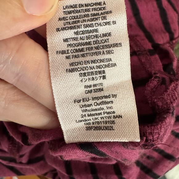 Free People We The Free Striped Oversized Long Sleeve Top Raspberry Black Small - Picture 3 of 10